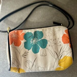 Victoria's Secret Floral Canvas Crossbody in Teal, Orange & Yellow